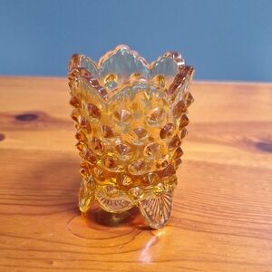 Amber Fenton Hobnail Glass Toothpick Holder